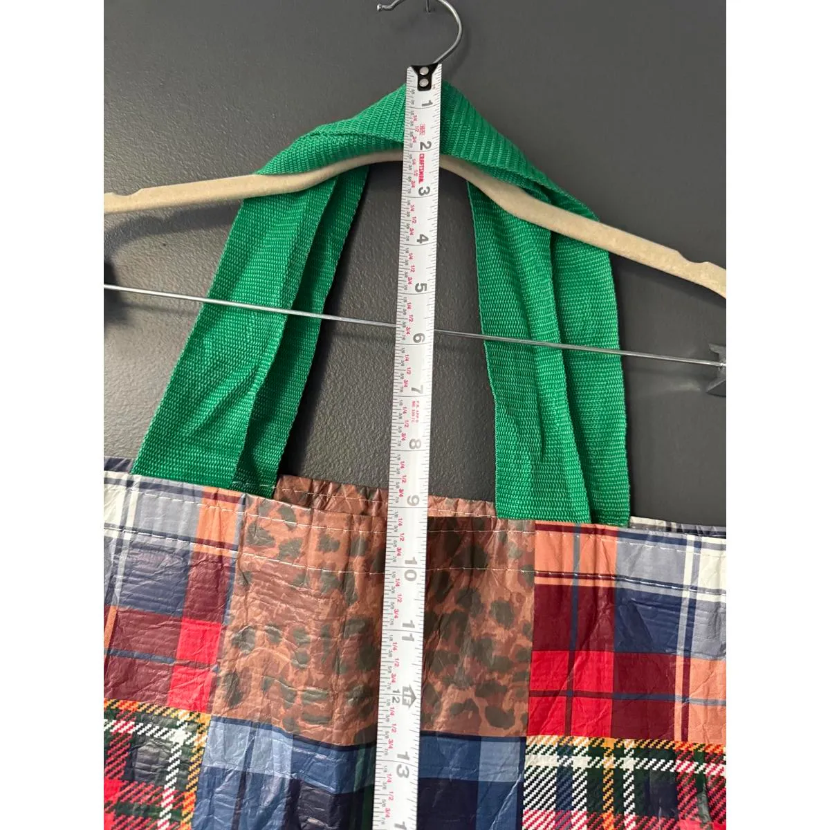 Aerie Patchwork Pattern Tote Bag with Green Handles - Image 4