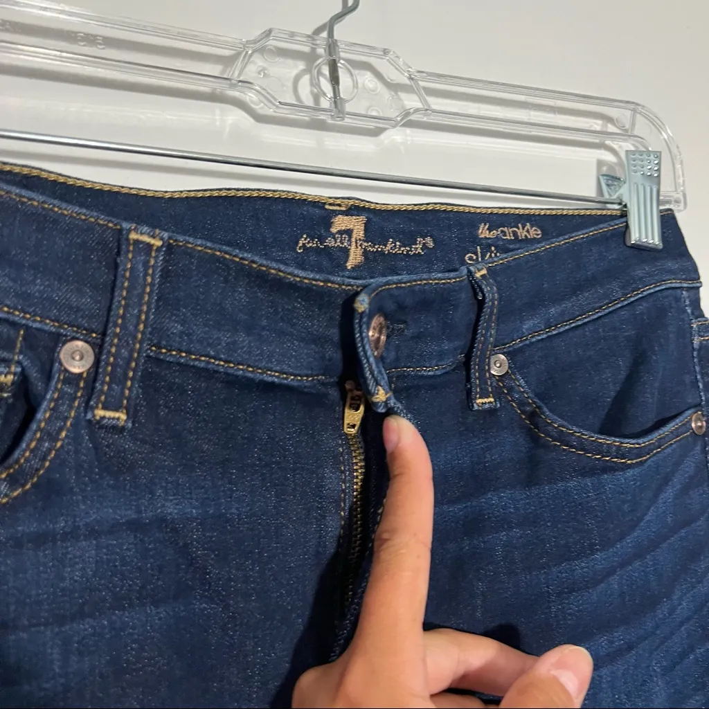 NEW 7 FOR ALL MANKIND ANKLE SKINNY WITH WAVE HEM IN SERRANO‎ NIGHT SIZE 27 - Image 5