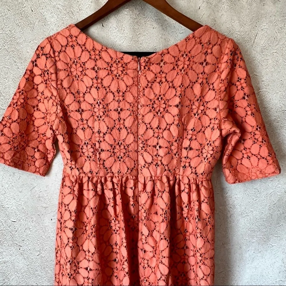 Zara Coral Lace Eyelet Dress - Image 12