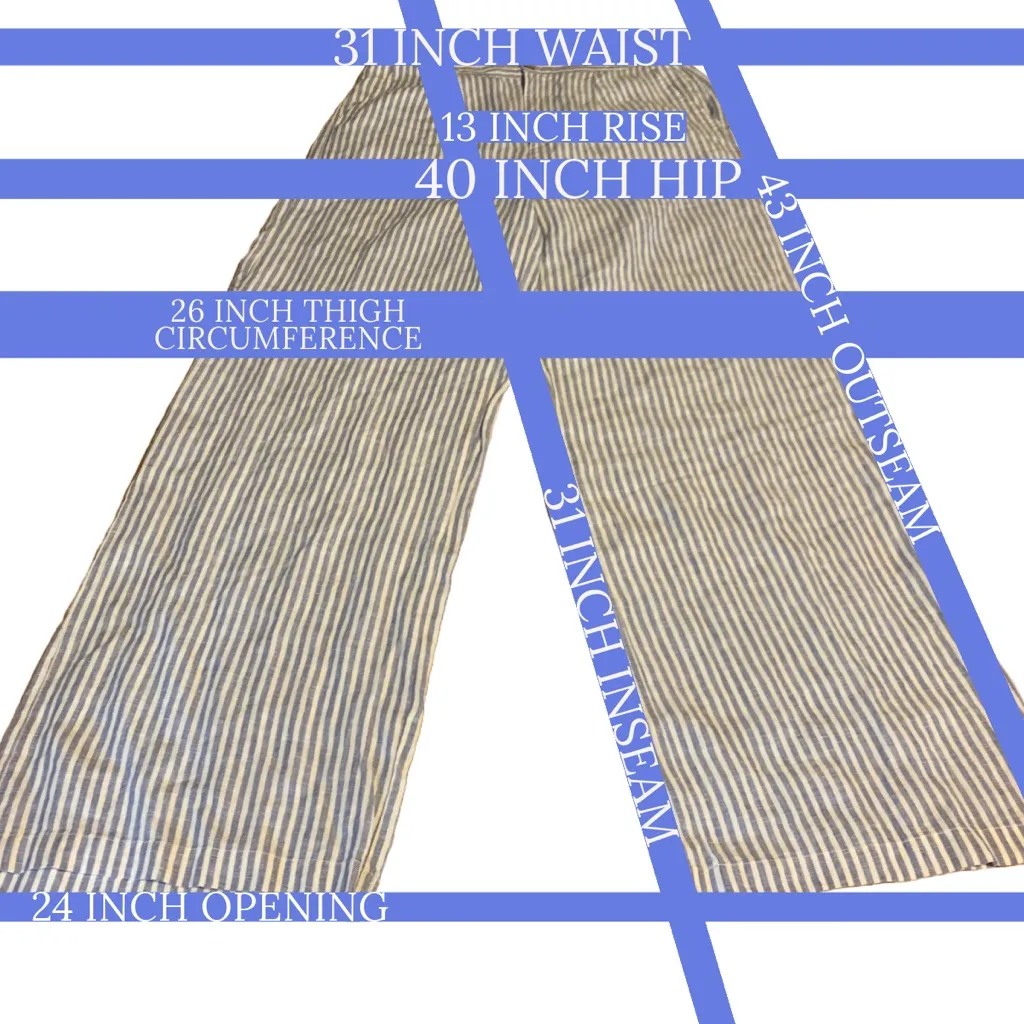 TAHARI BLUE & WHITE STRIPED LINEN WIDE LEG TROUSERS (10) - Image 14