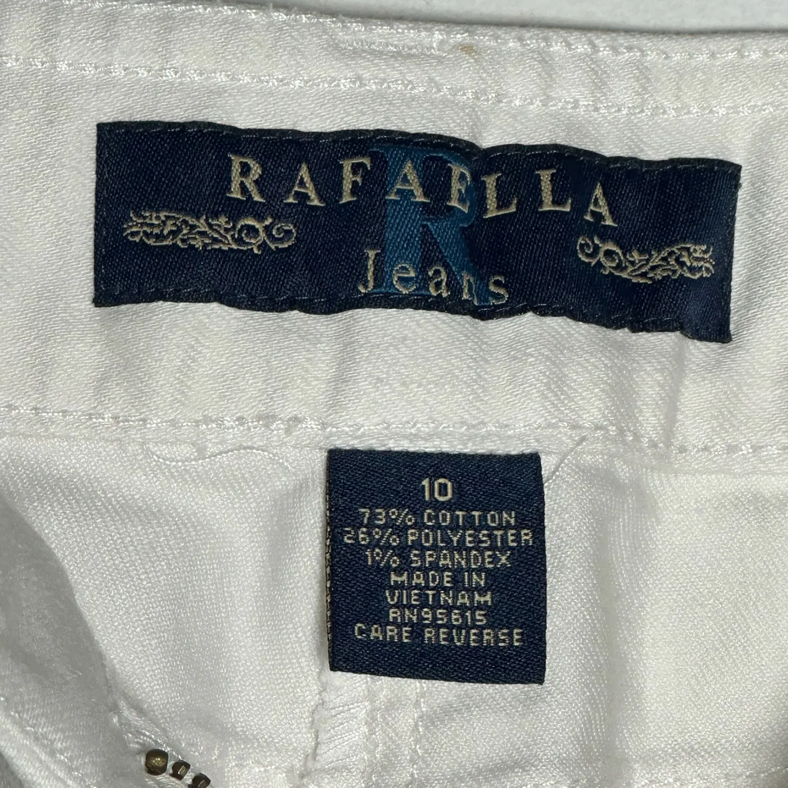 Rafaella Jeans Women's White Cropped Capris Size 10 Cotton Blend Stretch - Image 3