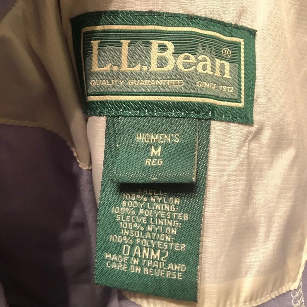 LL Bean Sz M Womens Off White Quilted Zip Insulated Winter Puffer Jacket Coat - Image 6