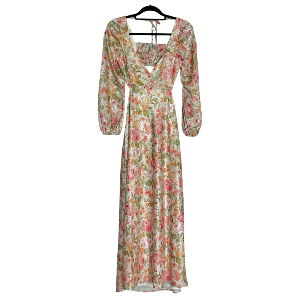 Ever New Long Sleeve Apricot Floral Maxi Dress Women’s US 4 - Image 2