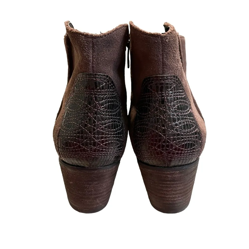 Marc Fisher Brown Burnished Suede Contrast Stefani Western Bootie, Sz 7.5 - Image 5