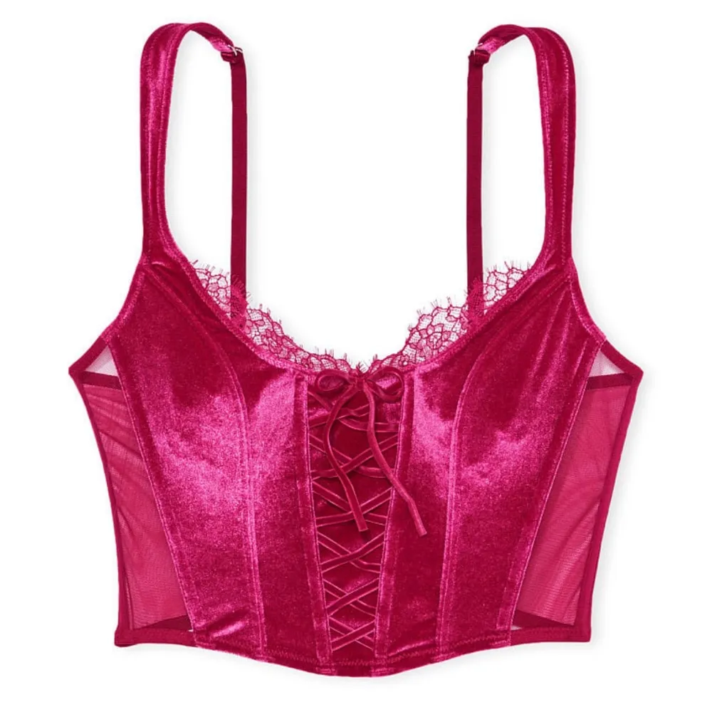 Victoria’s Secret Dream Angels Velvet Unlined Lace-Up Corset Top / Red Claret, M - Image 7