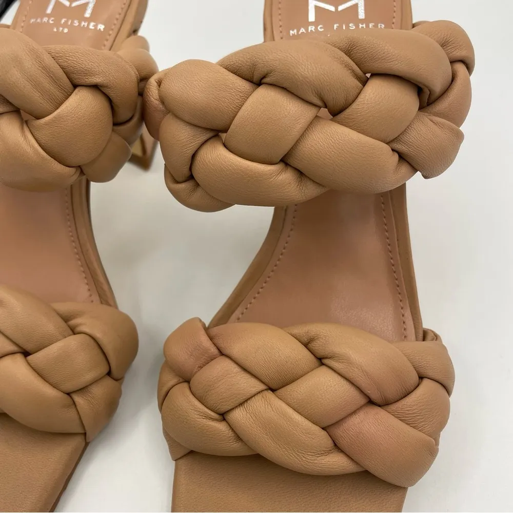 leather braided comfy heeled tan sandals women Size 5 1/2M - Image 7