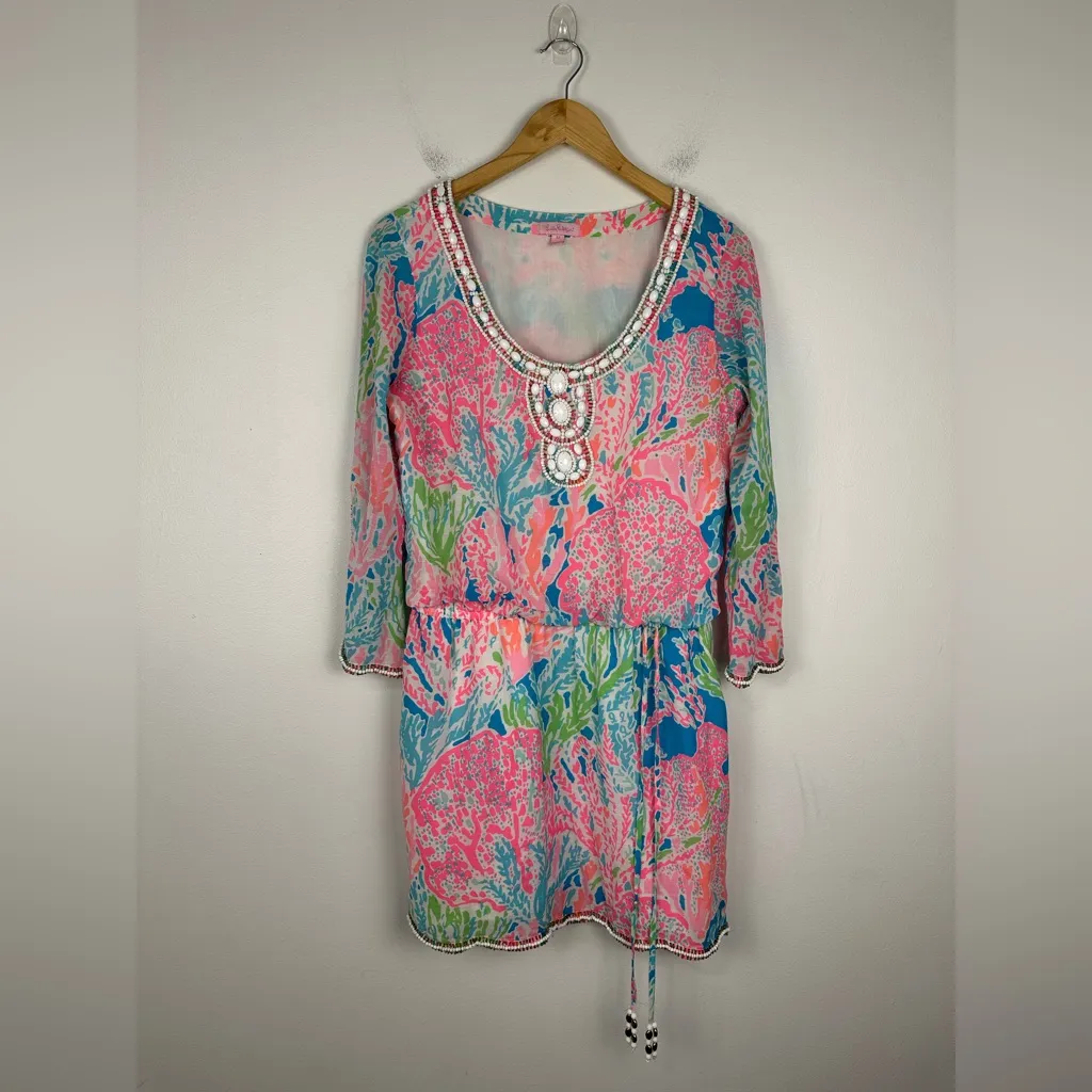 Lilly Pulitzer Delisa Dress Let's Cha Cha Embellished Women’s Sz M - Image 3
