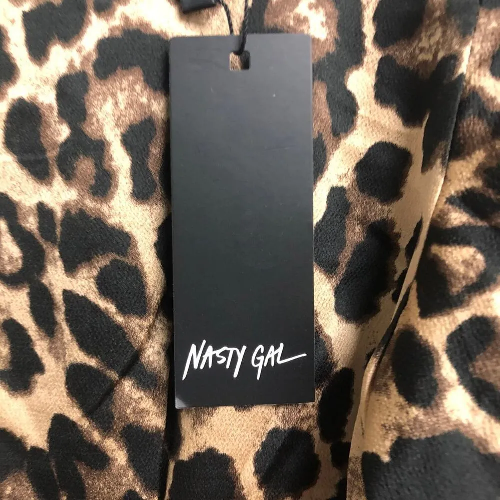 Nasty Gal Womens Leopard Cheetah Dress NEW Size 2 Puff Sleeve Party Animal Print - Image 2