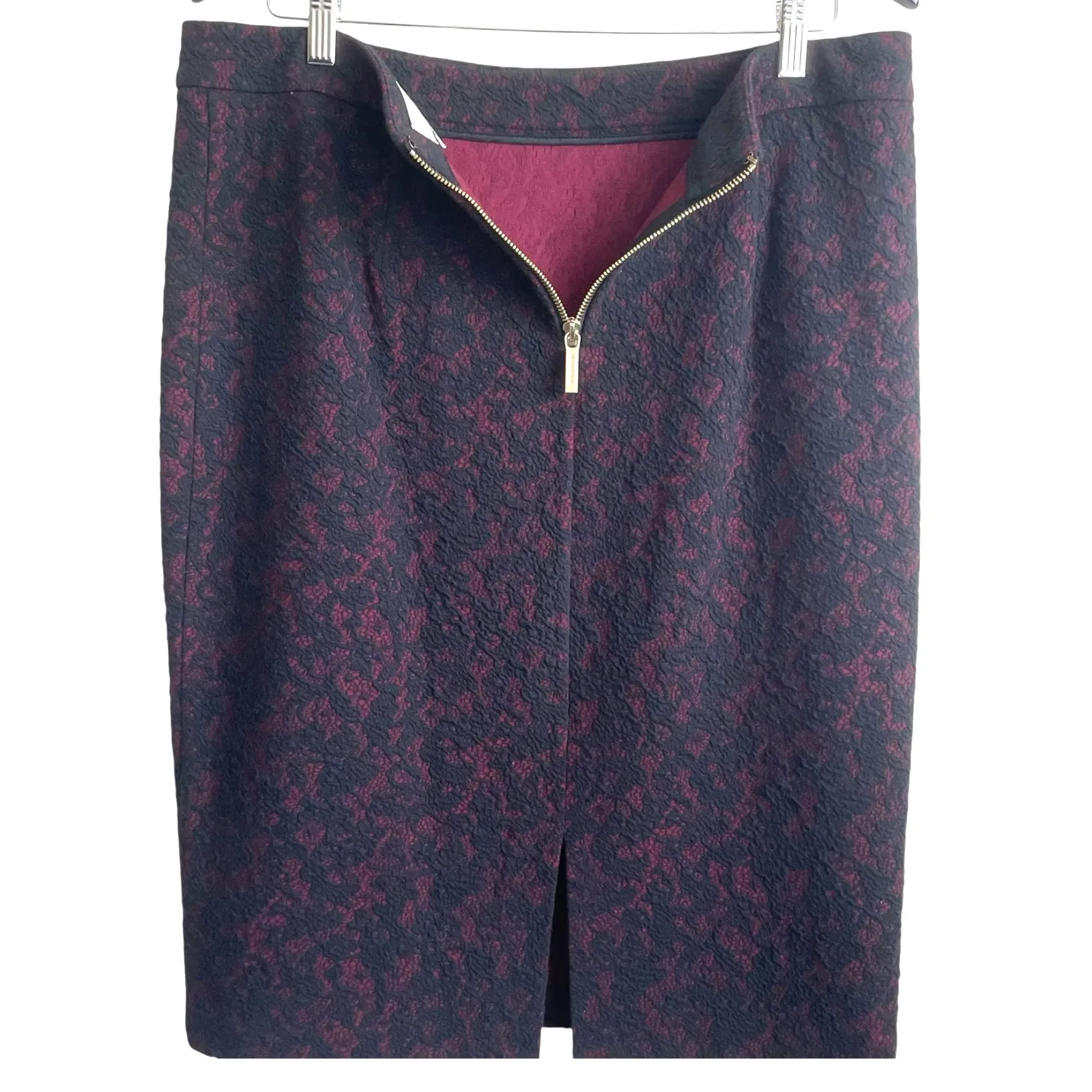 Michael Kors Midi Pencil‎ Skirt Women L Black Lace Exposed Zip Whimsygoth Fairy - Image 3