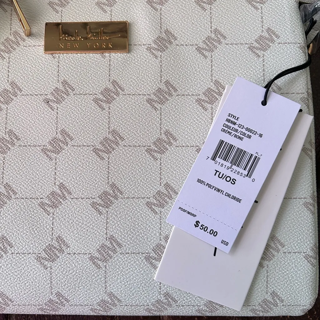New With Tags Nicole Miller Logo Creme’ Crossbody Bag & Coin Purse - Image 4