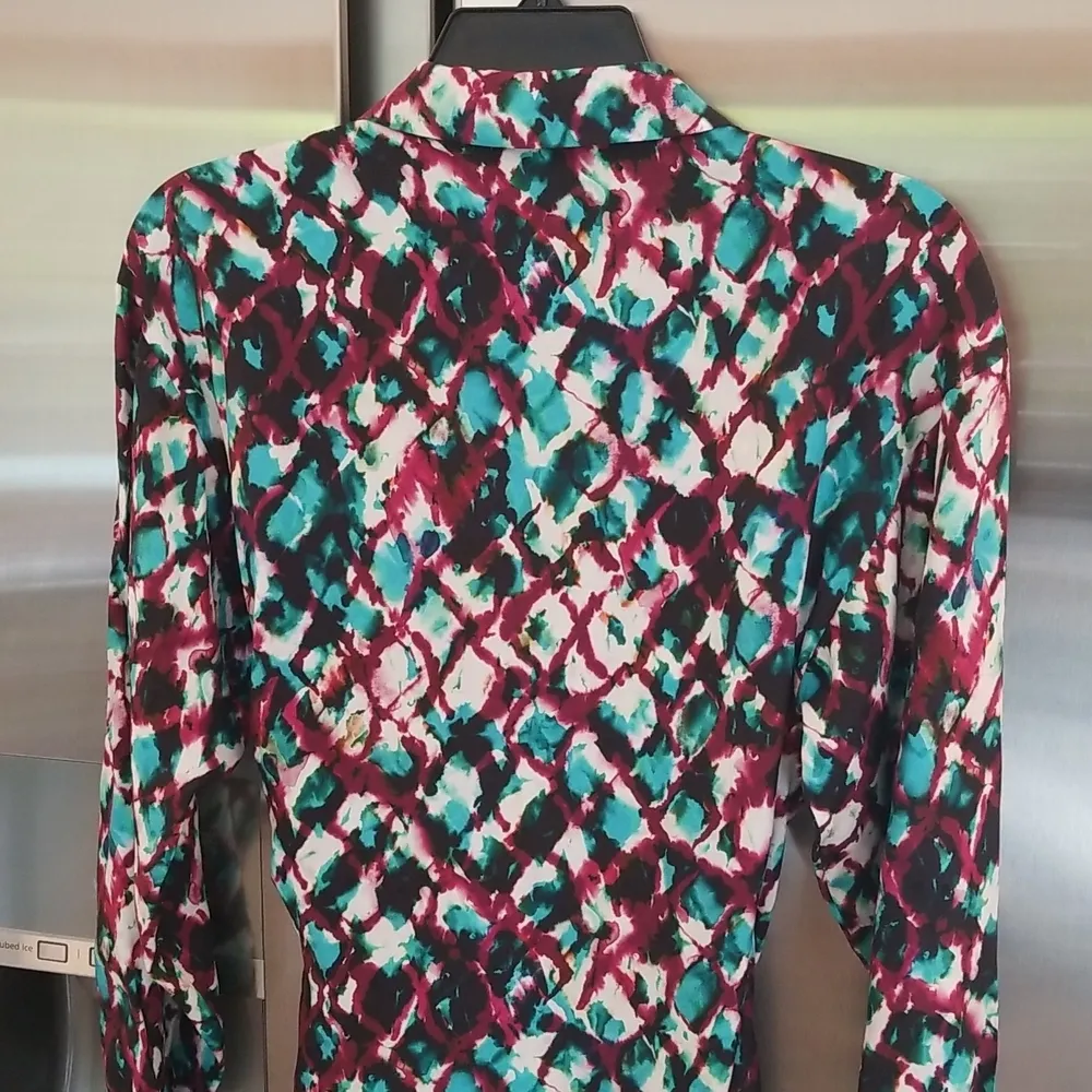 💕SALONI💕 Mari Wrap Dress ~ Amrita Watercolor US 2 Mini 100% Silk Charmeuse - Image 15