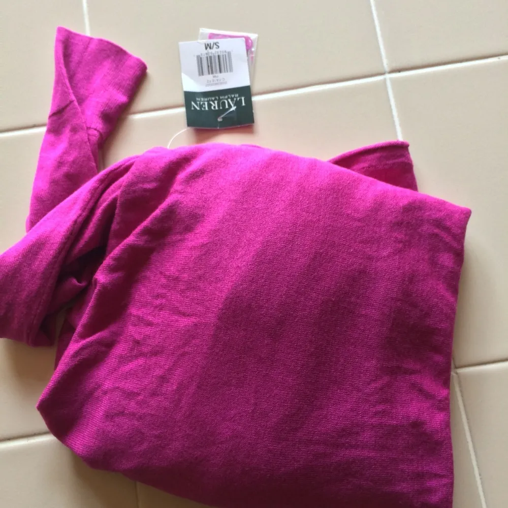 Lauren Ralph Lauren LRL women's silk & modal magenta long sleeve open cardigan Pink Size M - Image 6