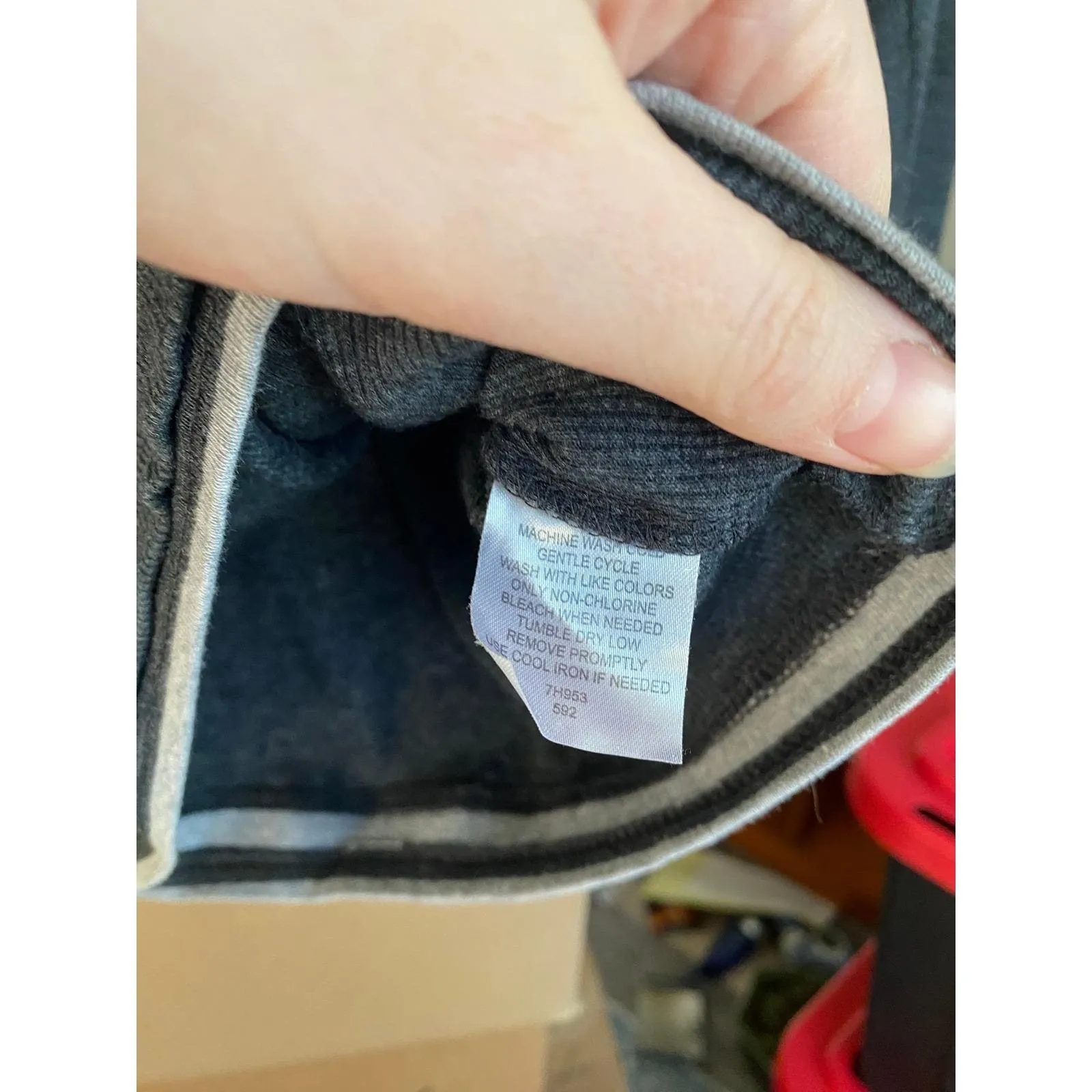 Derek Heart Y2K Rib Knit Hooded Lace Gray Henley Top Large Skater Mall Glam 2000 - Image 4