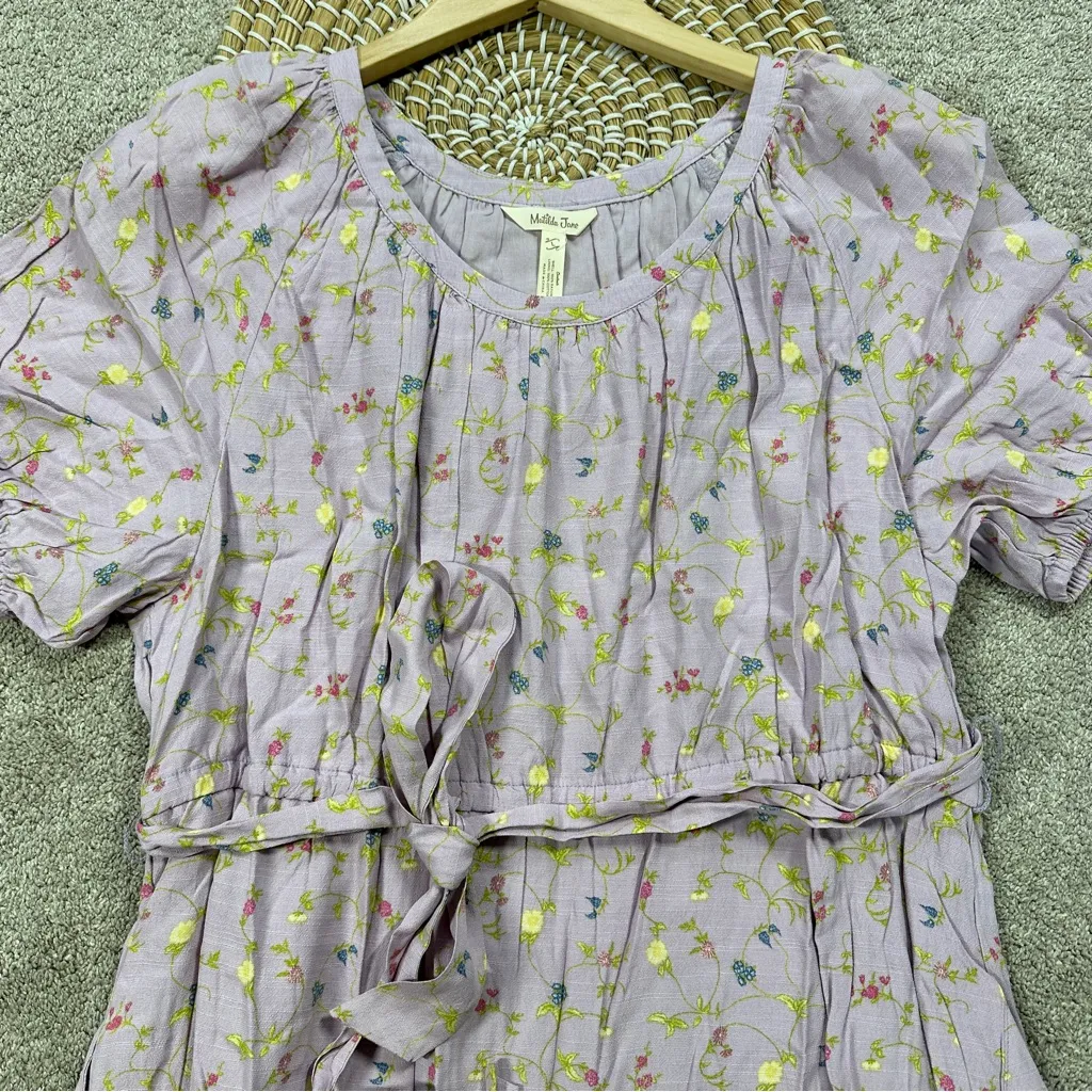 Matilda Jane Enchanted Garden Artist Floral Tiered Midi Dress Boho in Purple L - Image 6