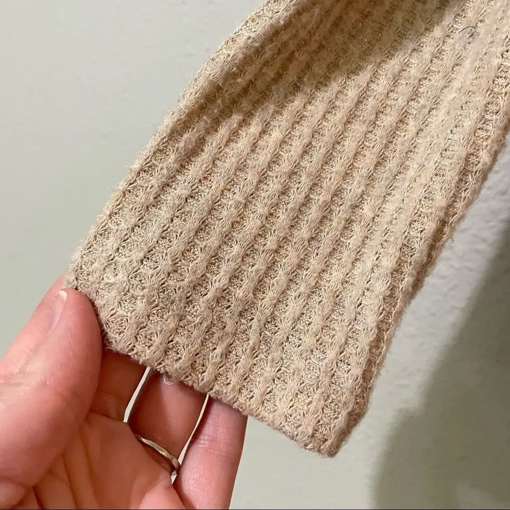 Out From Under Urban Outfitters Beige Waffle Knit Thermal Long Sleeve Blouse XS - Image 5