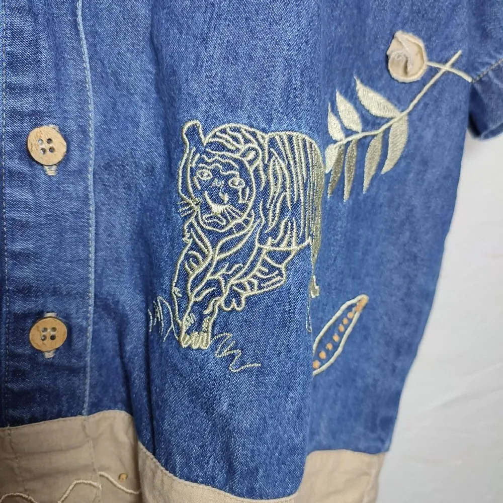 Vintage M.P.H. denim short sleeves button up shirt size M Size M - Image 3