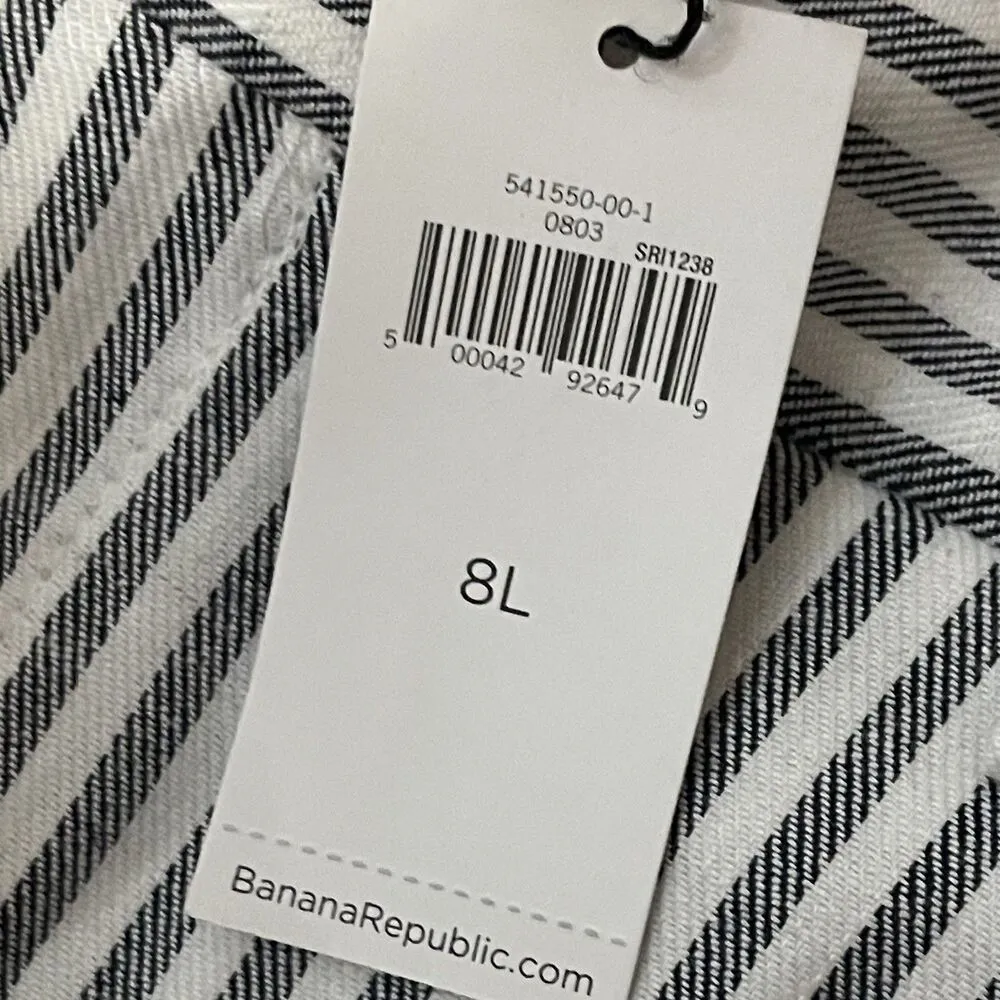 BANANA REPUBLIC Avery Straight-Fit Linen-Cotton Ankle Pant 8L Gray White NEW - Image 6