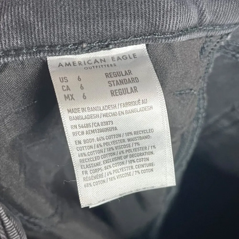 American Eagle Women's 6 Mom Jeans Black Distressed Casual Denim Jean - Image 9