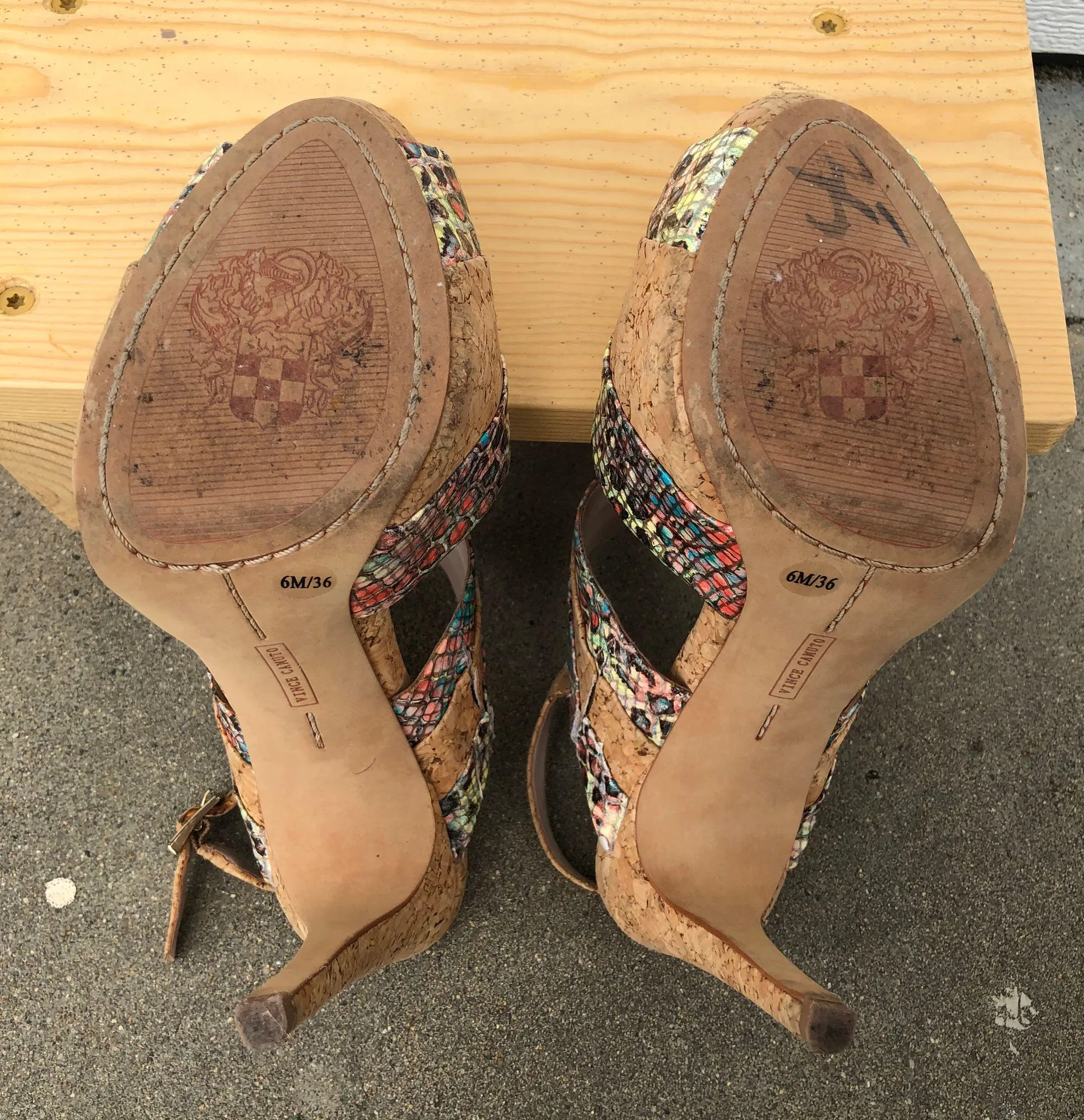 Snakeskin Cork Heel Sandals - Image 6