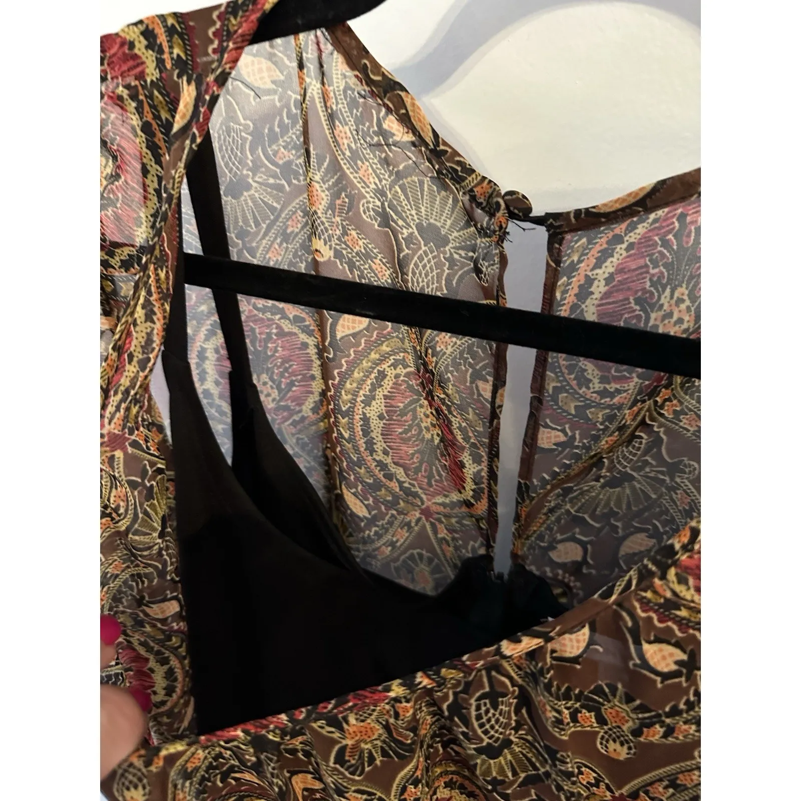 Fashion Bug Dress Vintage Size 18W Black Skirt/Paisley Top Short Sleeve Belted - Image 6