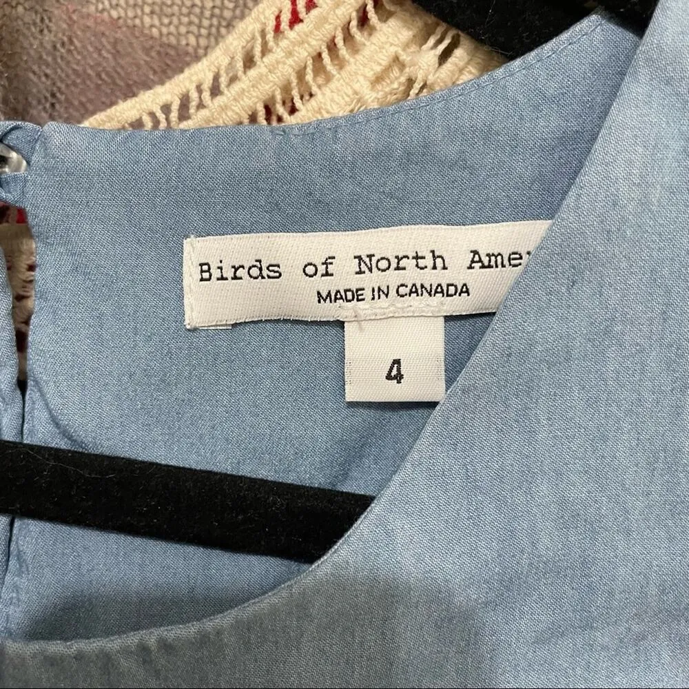 Birds Of The North Blue Chambray Keyhole Neckline Mini Sleeveless Dress Womens 4 - Image 4
