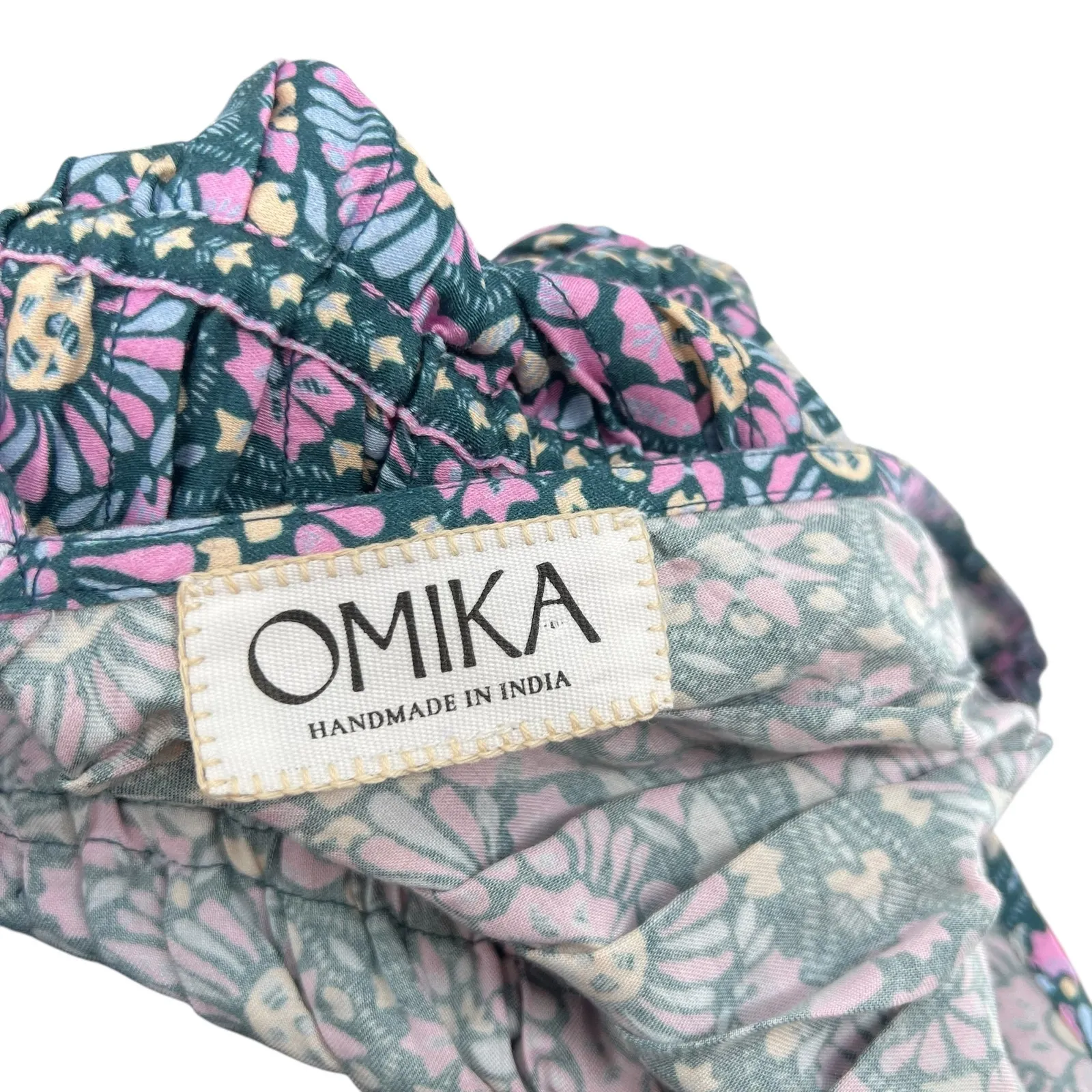 Omika Adaline Top Sleeveless Smocked Peplum Floral Print Blue Pink Green Size XS - Image 9