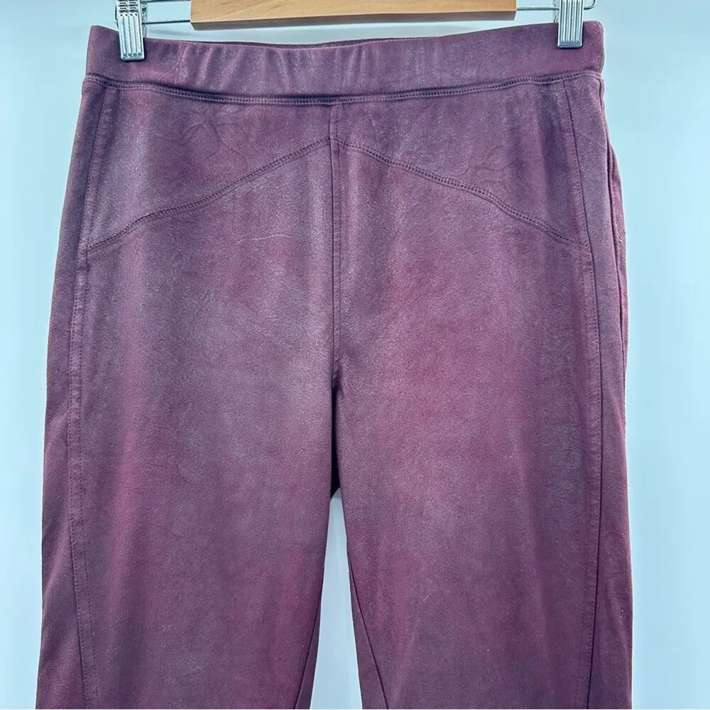 Free People Midnight Burgundy Faux Suede High Rise Ankle Leggings Size‎ S - Image 3