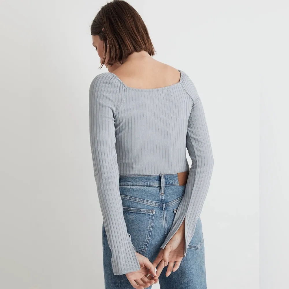 Madewell Ribbed Square-Neck Long-Sleeve Tee, Sz M - Image 2