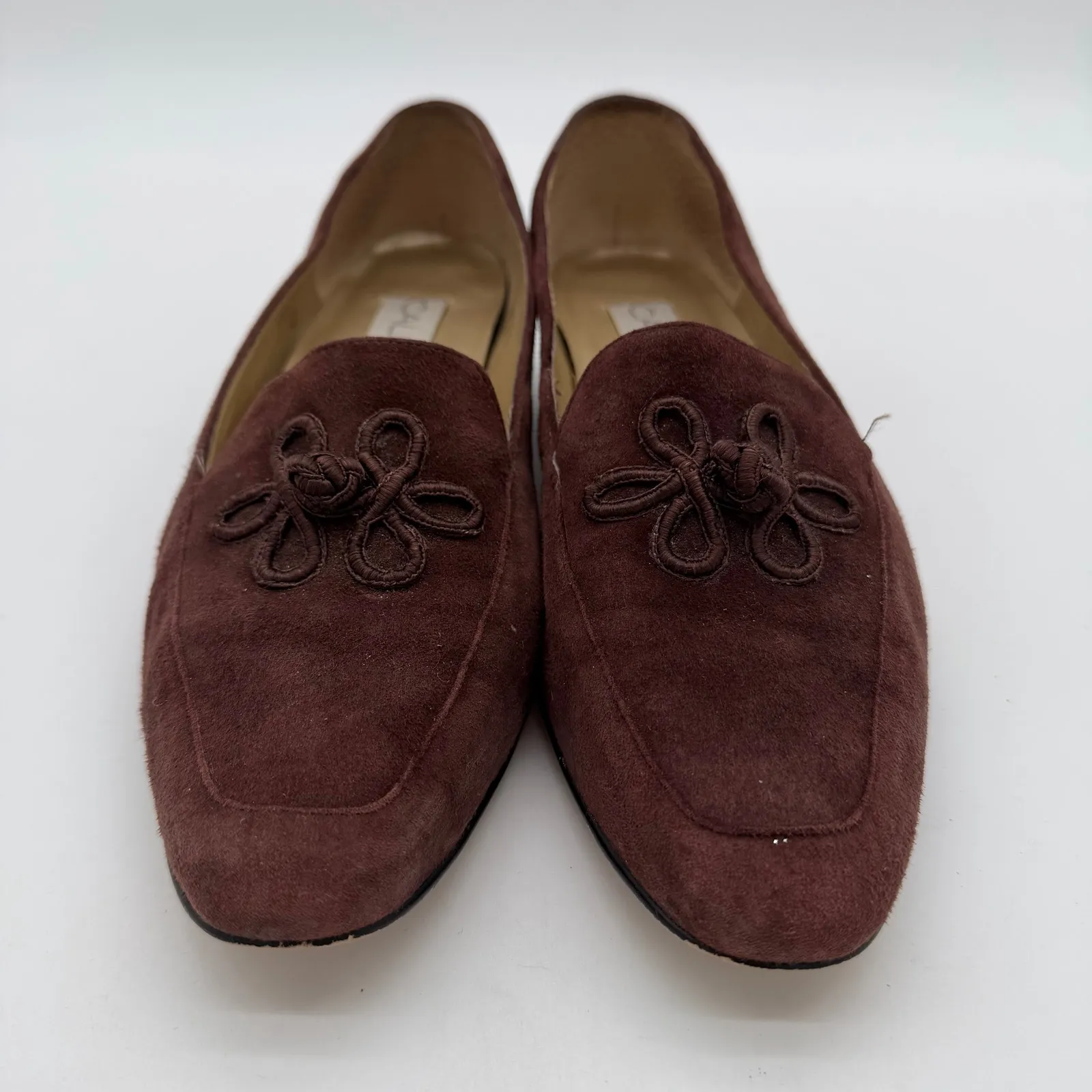 Vintage Calico Elegant Brazil Suede Leather Chocolate Brown Low Heel Pumps 8.5 - Image 3