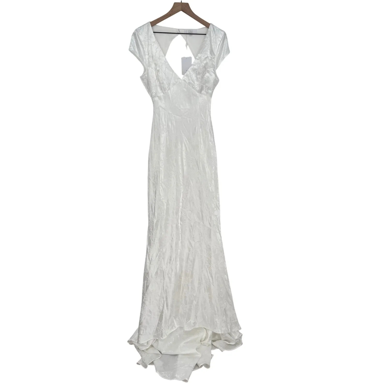 Lulus Loveliest Dream White Satin Jacquard Backless Mermaid Maxi Dress Size L Size L - Image 3