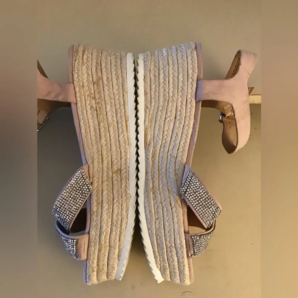 Material Girl women platform espadrilles Rinny Rhinestone wedge sandals US 9 - Image 9