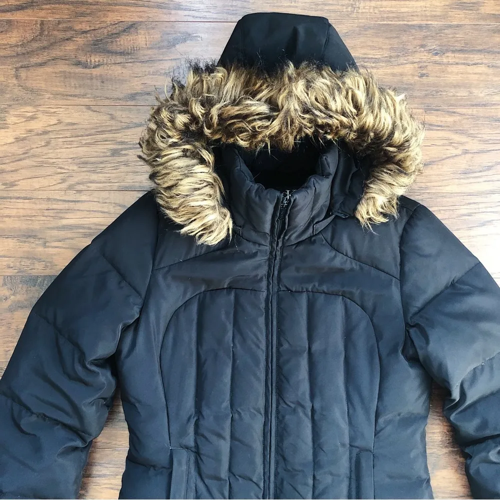 Calvin Klein • Goose Down Puffer Jacket coat black quilted faux fur trim hood - Image 3