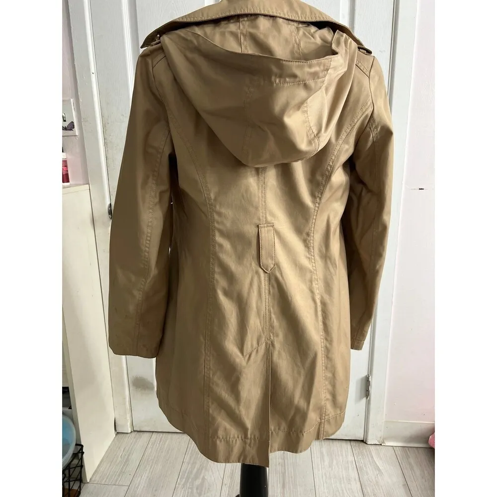 Michael Kors double breasted cotton trench coat with hood & gold buttons SizePXS - Image 8