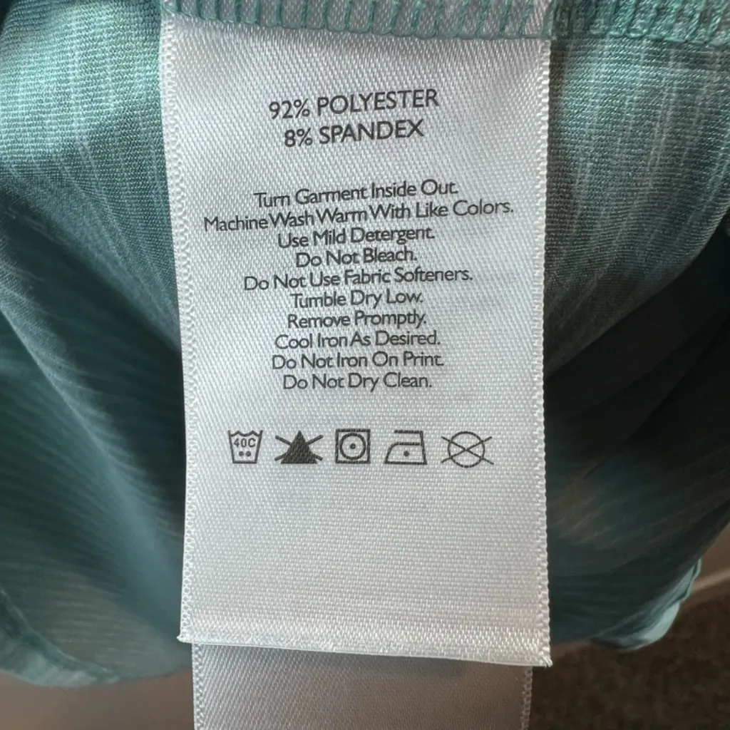 Eddie Bauer Women's Performance Tank Top Aqua Stripe Activewear Racerback Medium - Image 10