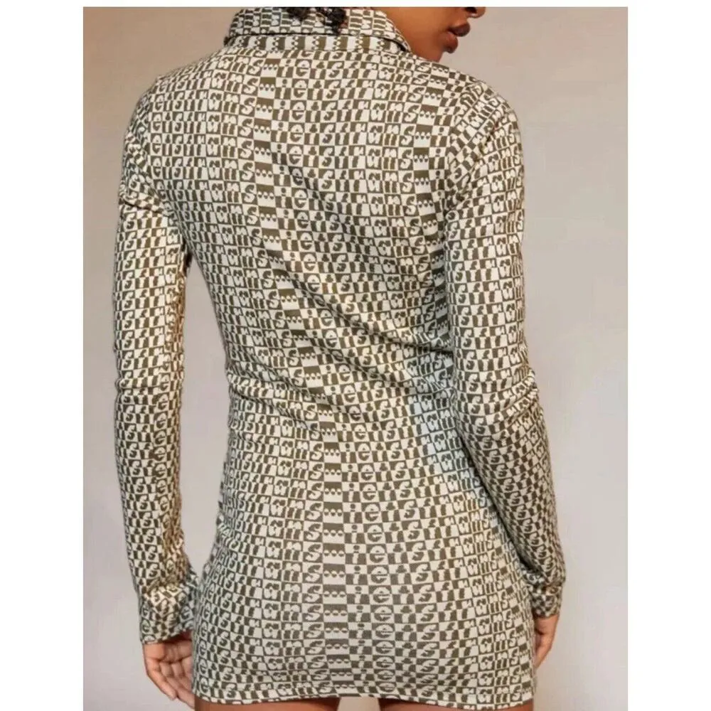 Iets Frans Urban Outfitters Retro Green Mini Dress Sz S Grunge 90’s Streetwear - Image 2