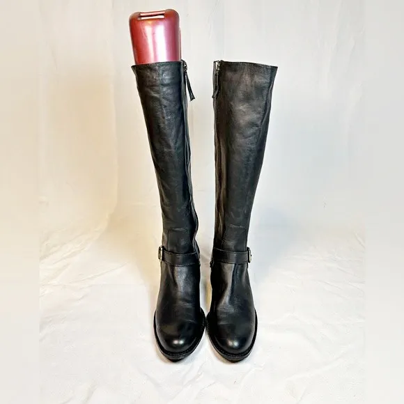 Delman Womens Tall Black Leather Knee High Zip Riding Boots~7.5~Italy - Image 3