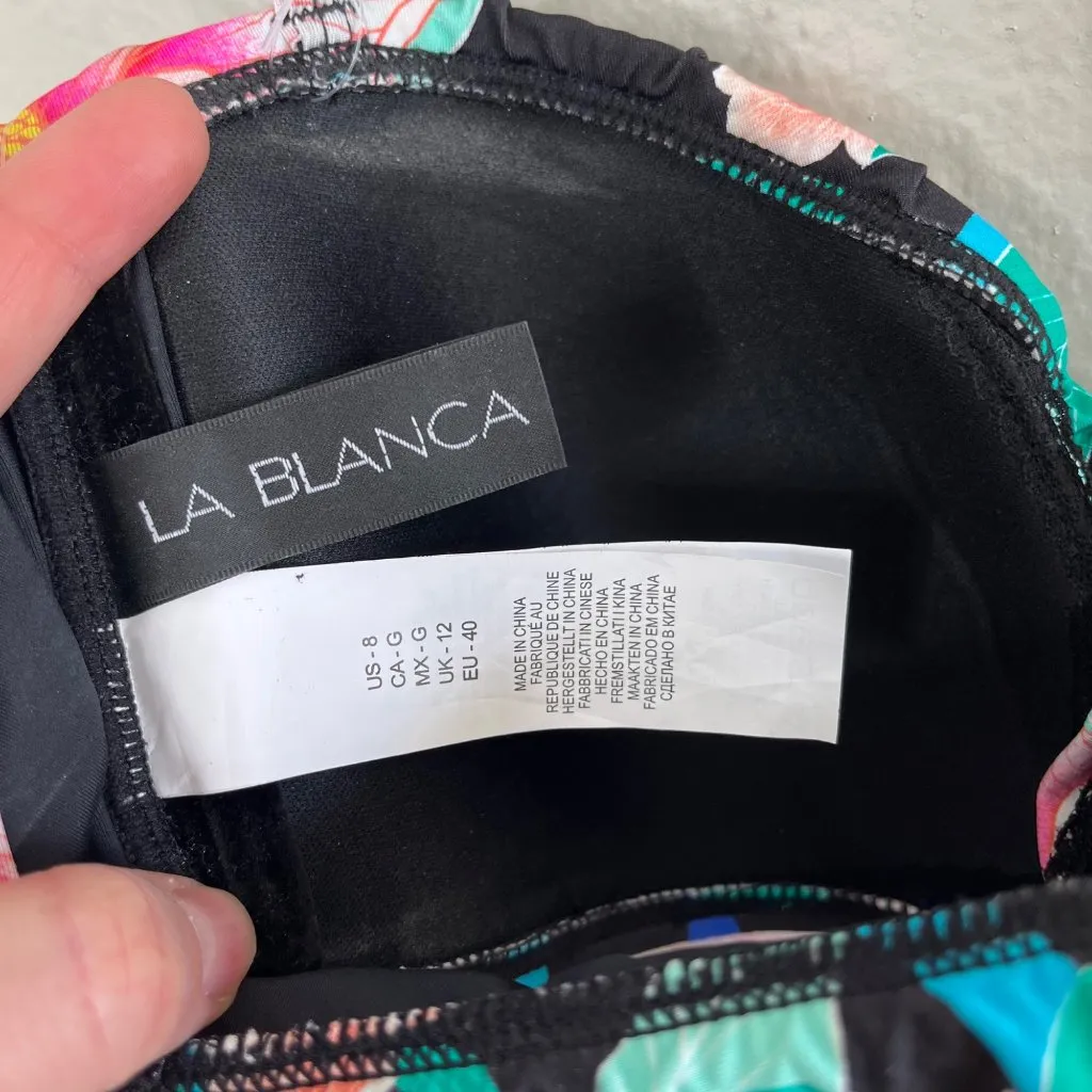 La Blanca Womens Floral NightFall Ruffle Bandeau Bikini Top Size 8 - Image 5