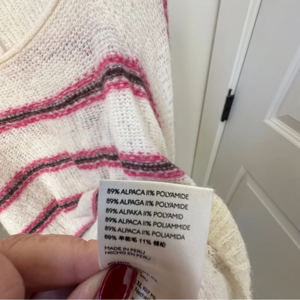 Free People Hockley Stripe Sweater Evening Cream with Pink and Purple Stripes - Image 12