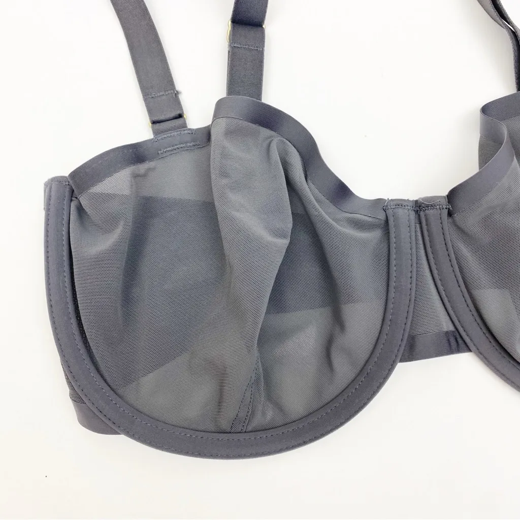 Cuup The Balconette Mesh Underwire Bra: Grey Slate 32G (4D) Gray Size undefined - Image 6