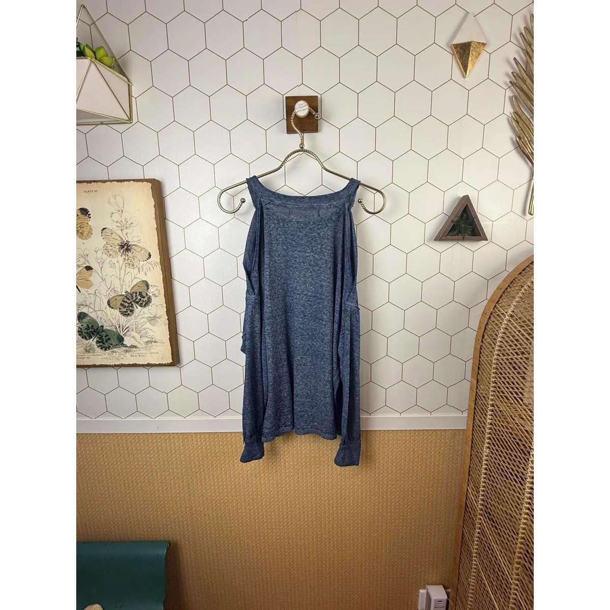 We The Free Chill Out Long Sleeve Cold Shoulder Top in Storm Blue - Size - Small - Image 6