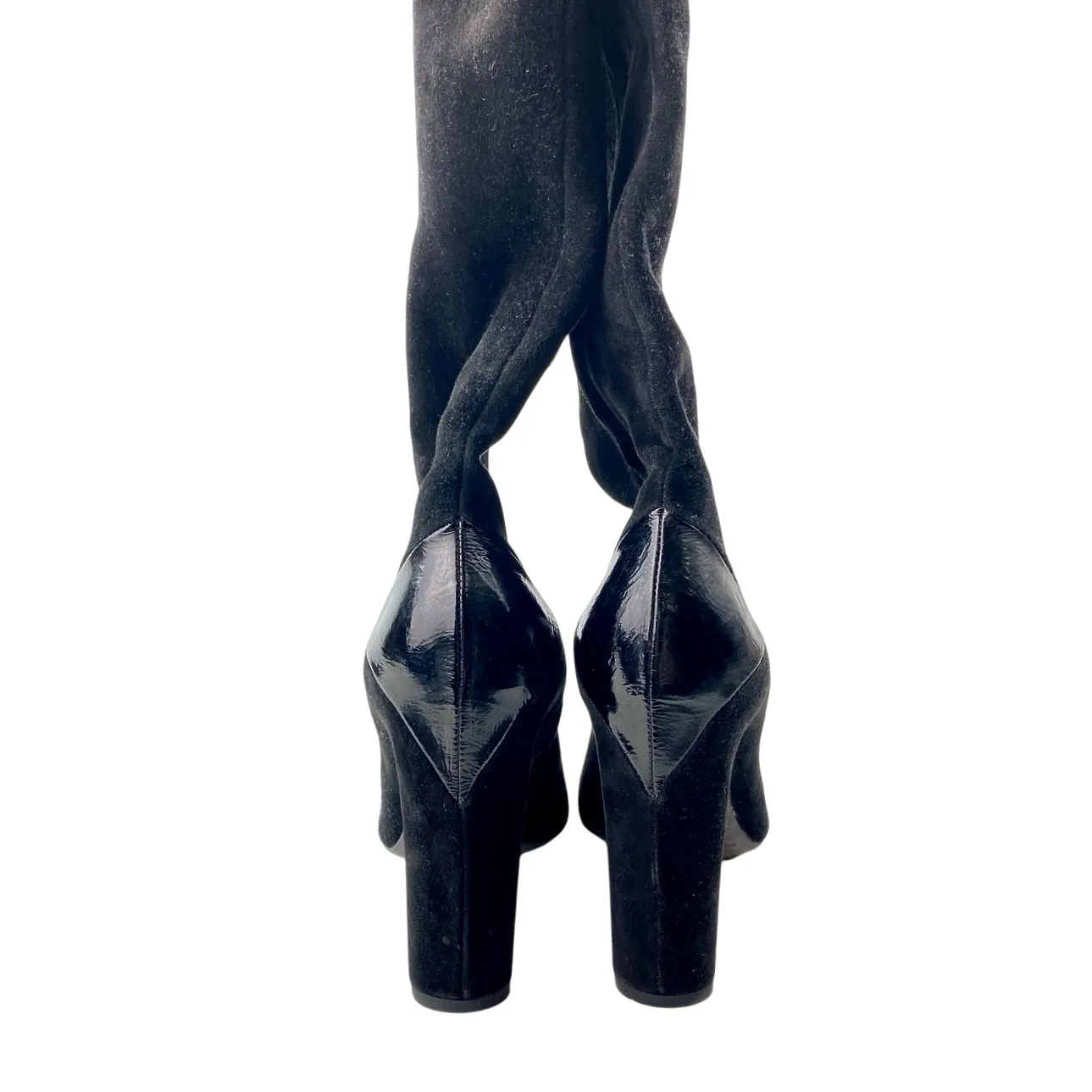 Roberto Del Carlo Women's Black Suede Leather Round Toe Zip Up Tall Boots Size 6 - Image 3