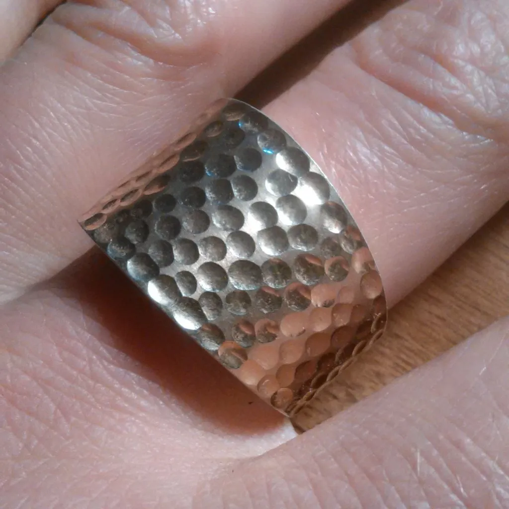 Gold Plate Over Sterling Silver Hammered Texture Ring (Size 10) - Image 2
