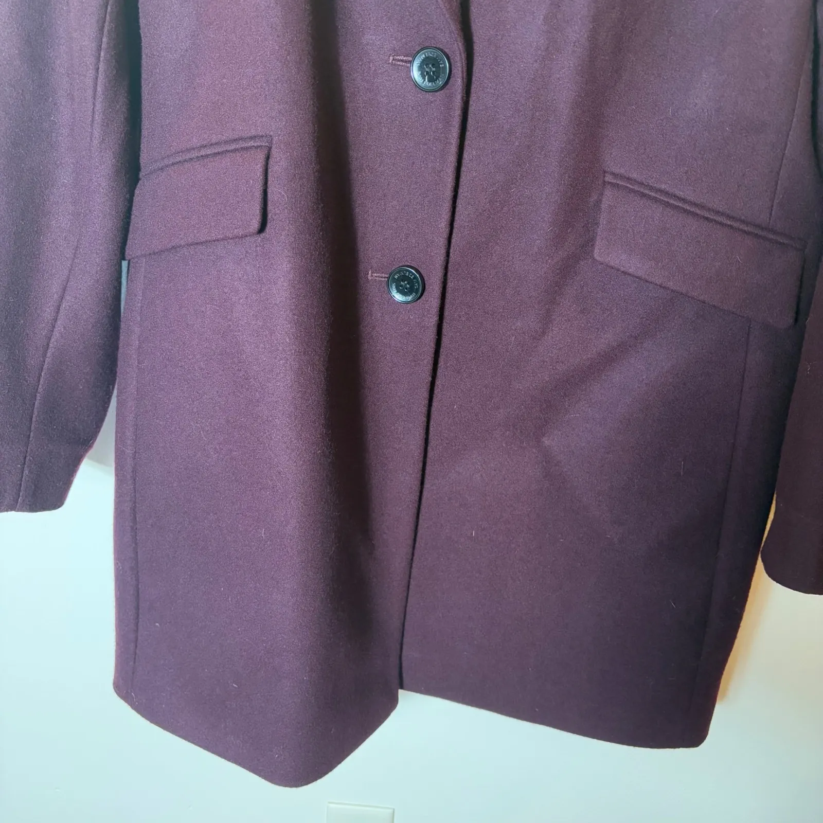 Sam Edelman Wool Blend Coat XL Dark‎ Purple Longline Classic Jacket - Image 5