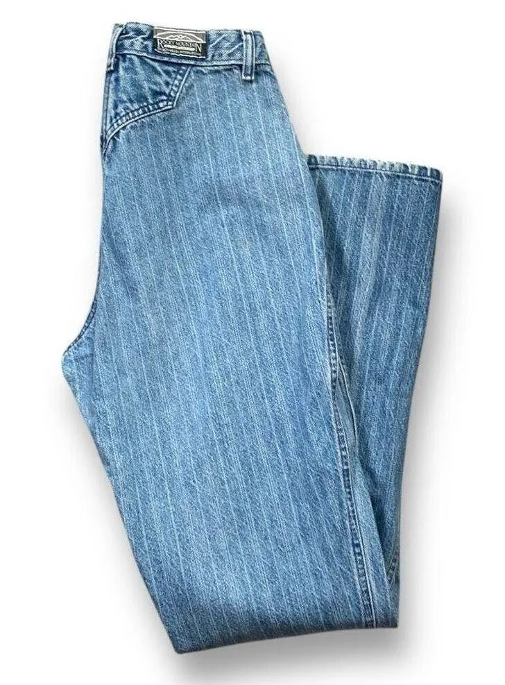 Vintage Rocky Mountain Clothing Striped High-Rise Medium Wash Western Jean - Image 3