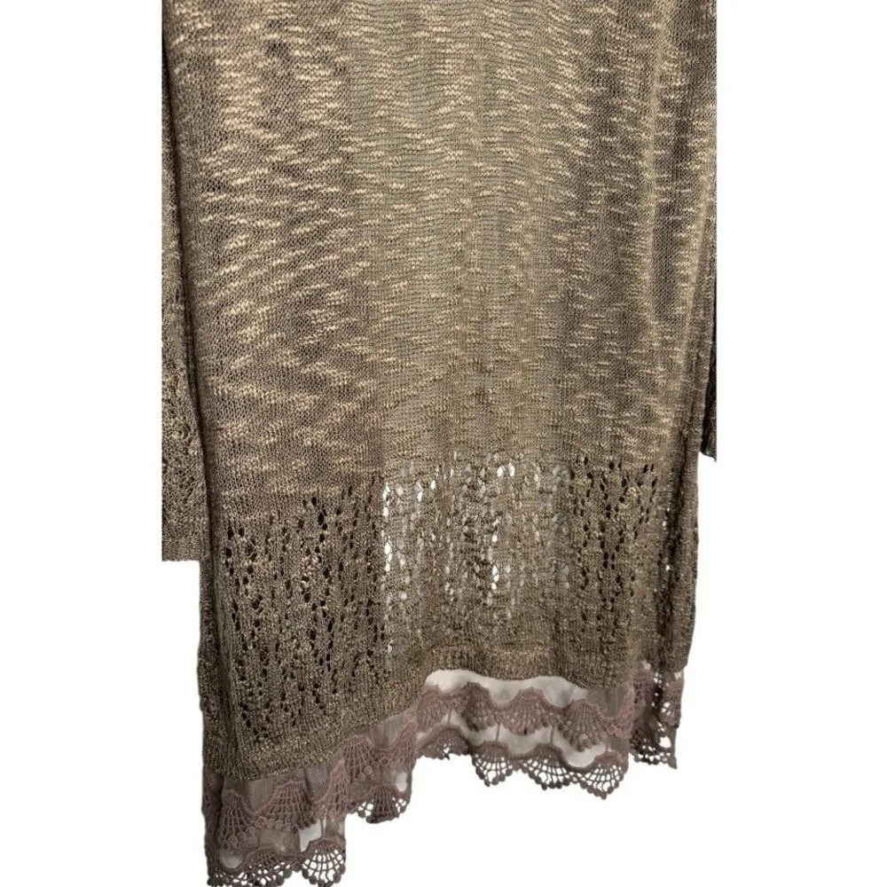 New Directions crochet cardigan Olive green Size Medium - Image 5