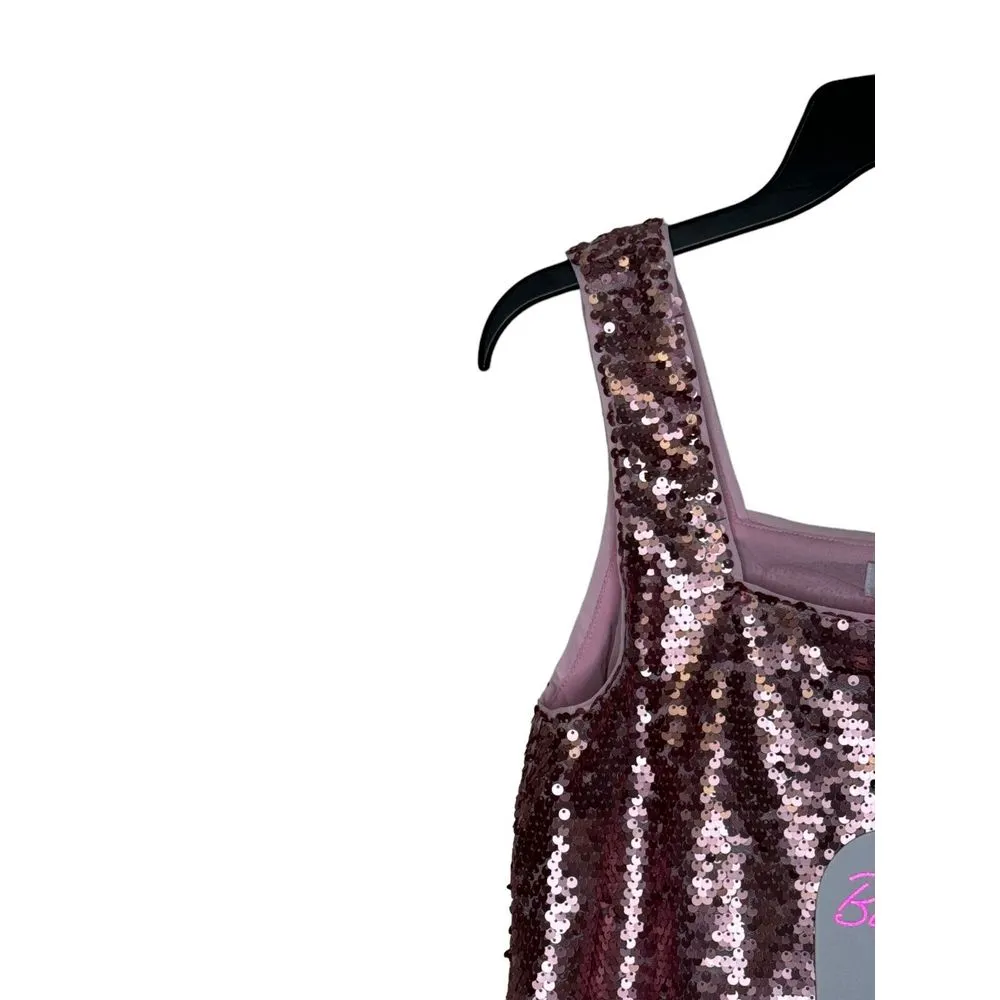 Buddy Love Women' Top Cropped Tank Sequin Sleeveless Cami Dusty Pink Medium‎ NWT - Image 3