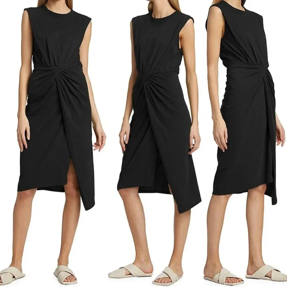 Derek Lam 10 Crosby navy Landry Twist-Front Jersey midi Dress sleeveless knot - Image 7