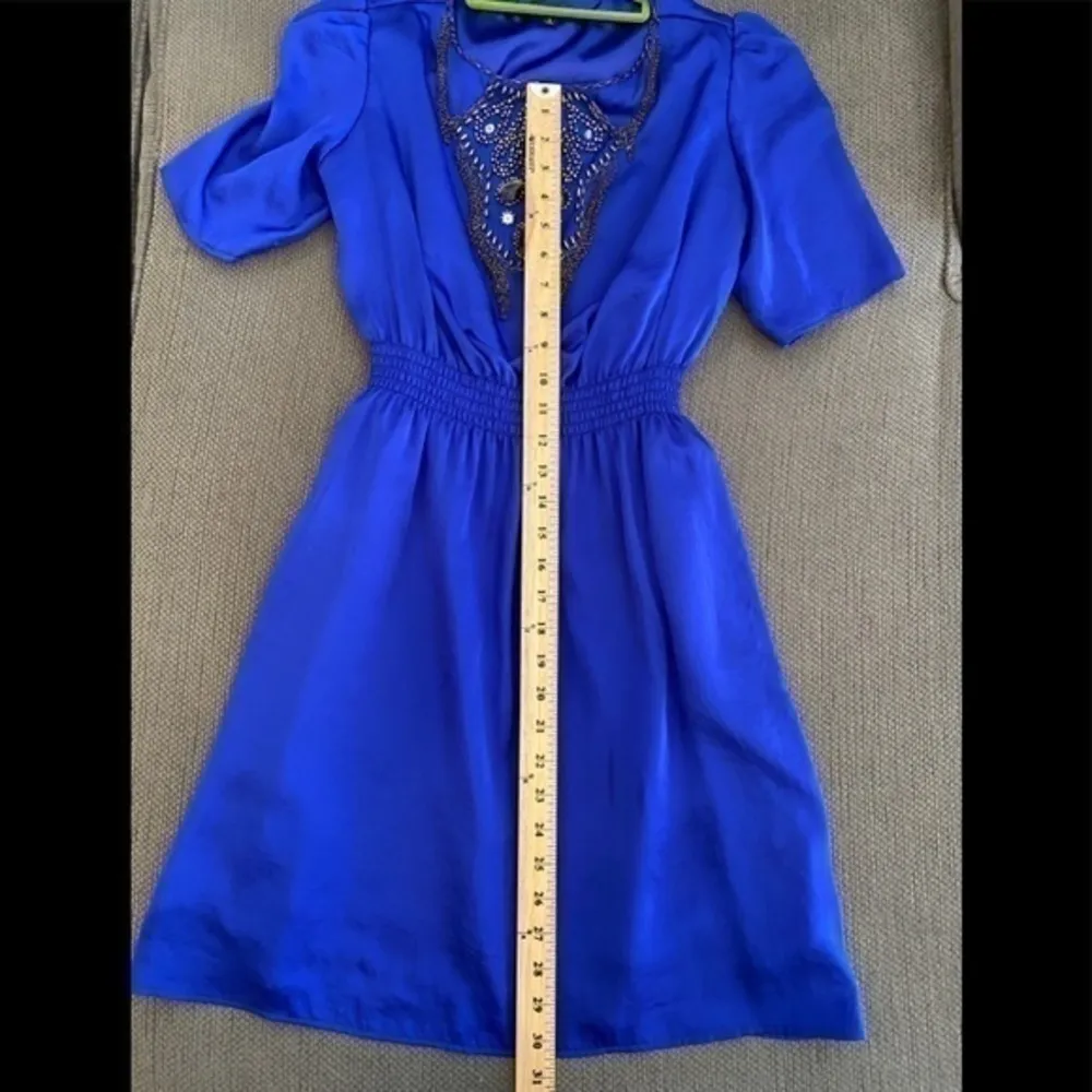 GIANNI BINI S Bejeweled Blue Sateen Dress - Image 12