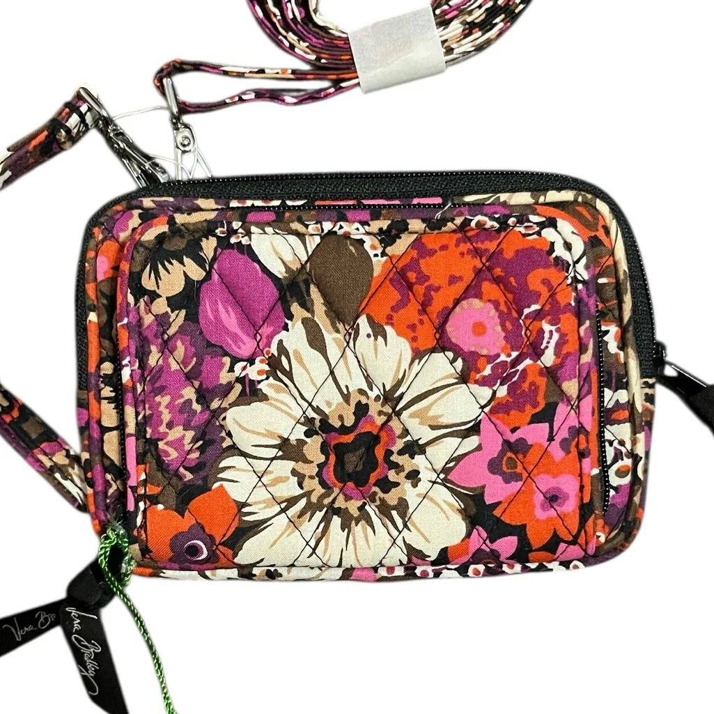 Vera Bradley Floral Quilted Wristlet and Crossbody Bag with Zebra Interior - Image 2