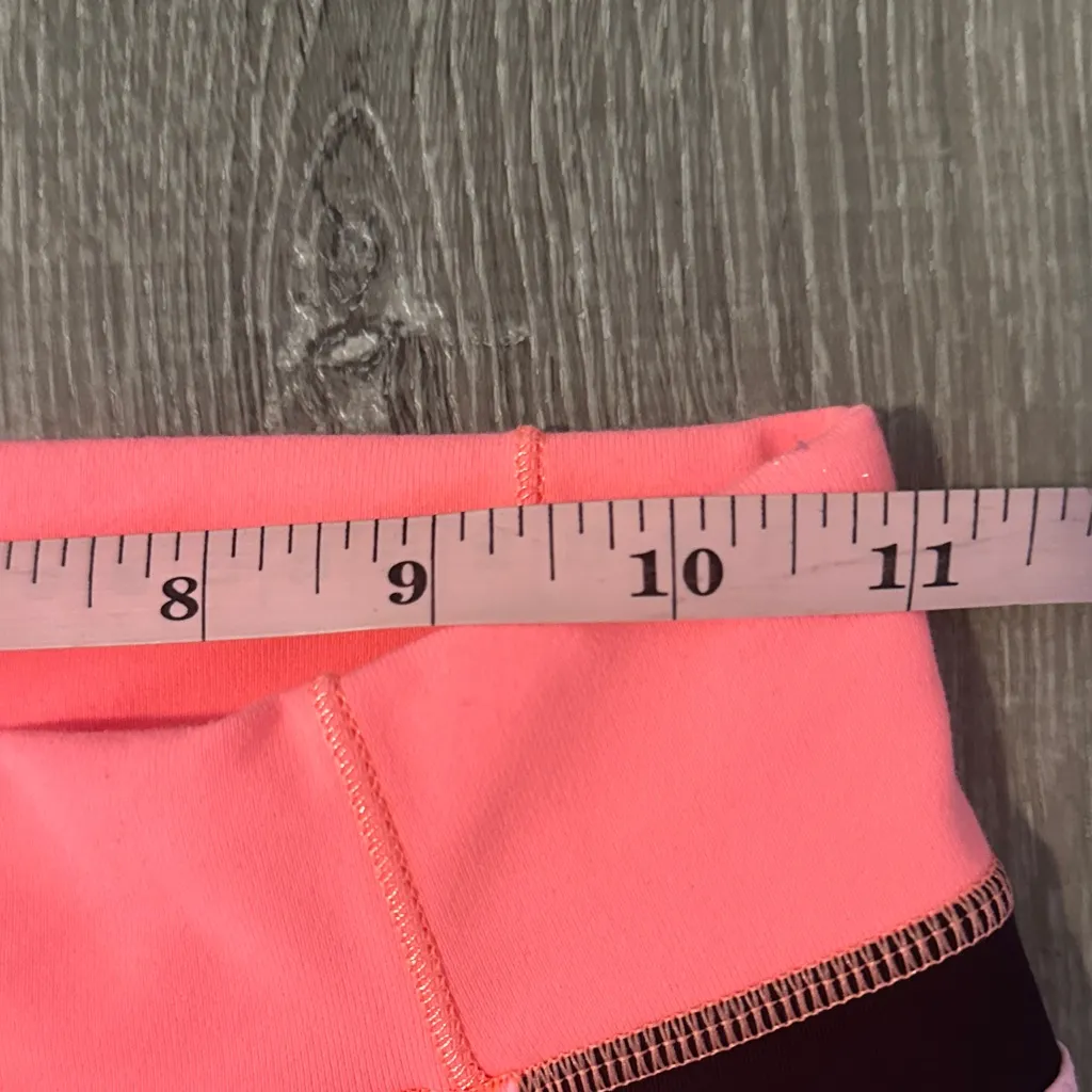 Lululemon Sz 4 Heat It Up Crop Coral Pink Black Low Rise Workout Yoga Leggings - Image 9